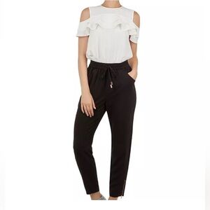Ted Baker Black and Cream Ruffle Jumpsuit